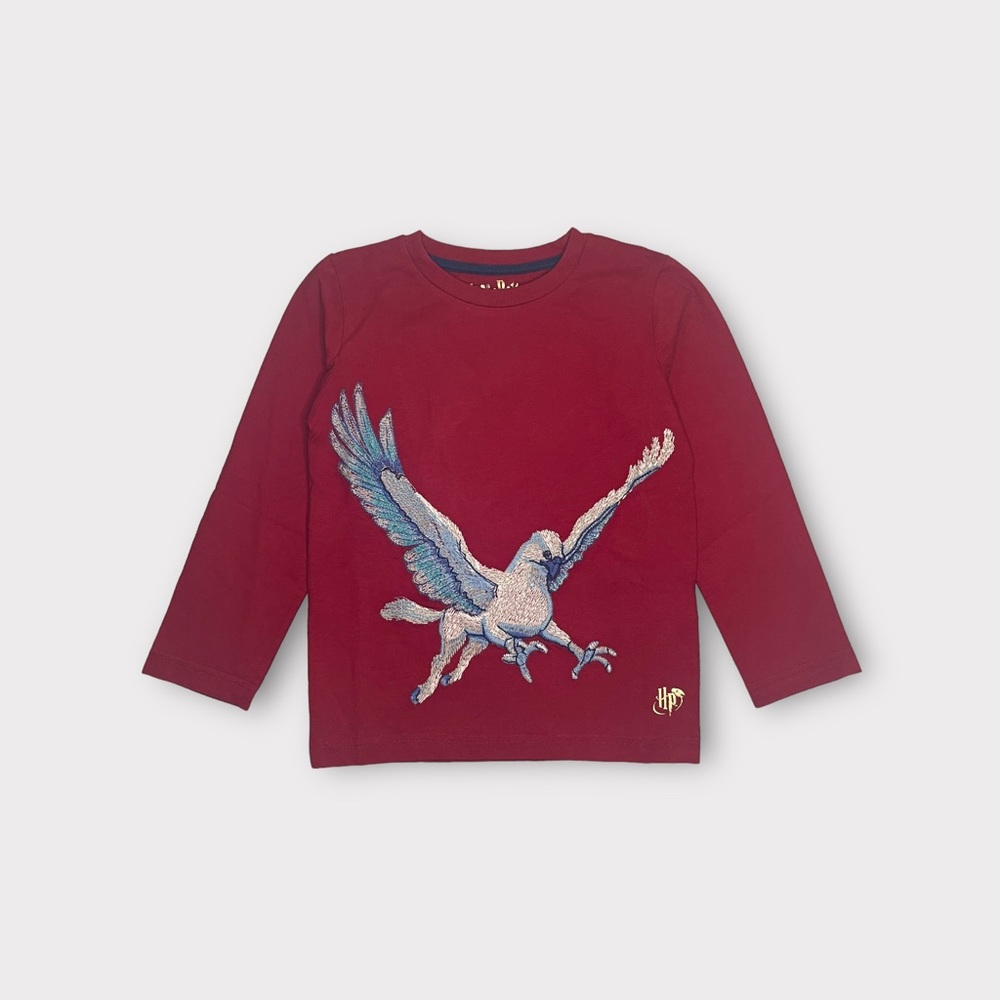 Mini Boden x Harry Potter Buckbeak Applique Red Long Sleeve Shirt
